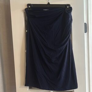 MM Lafleur Blue Ruched Wrap Midi Skirt